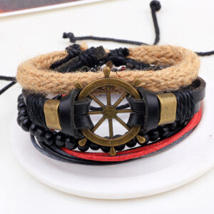 Multi-Loop Wooden Bead Boat Rudder Bracelet