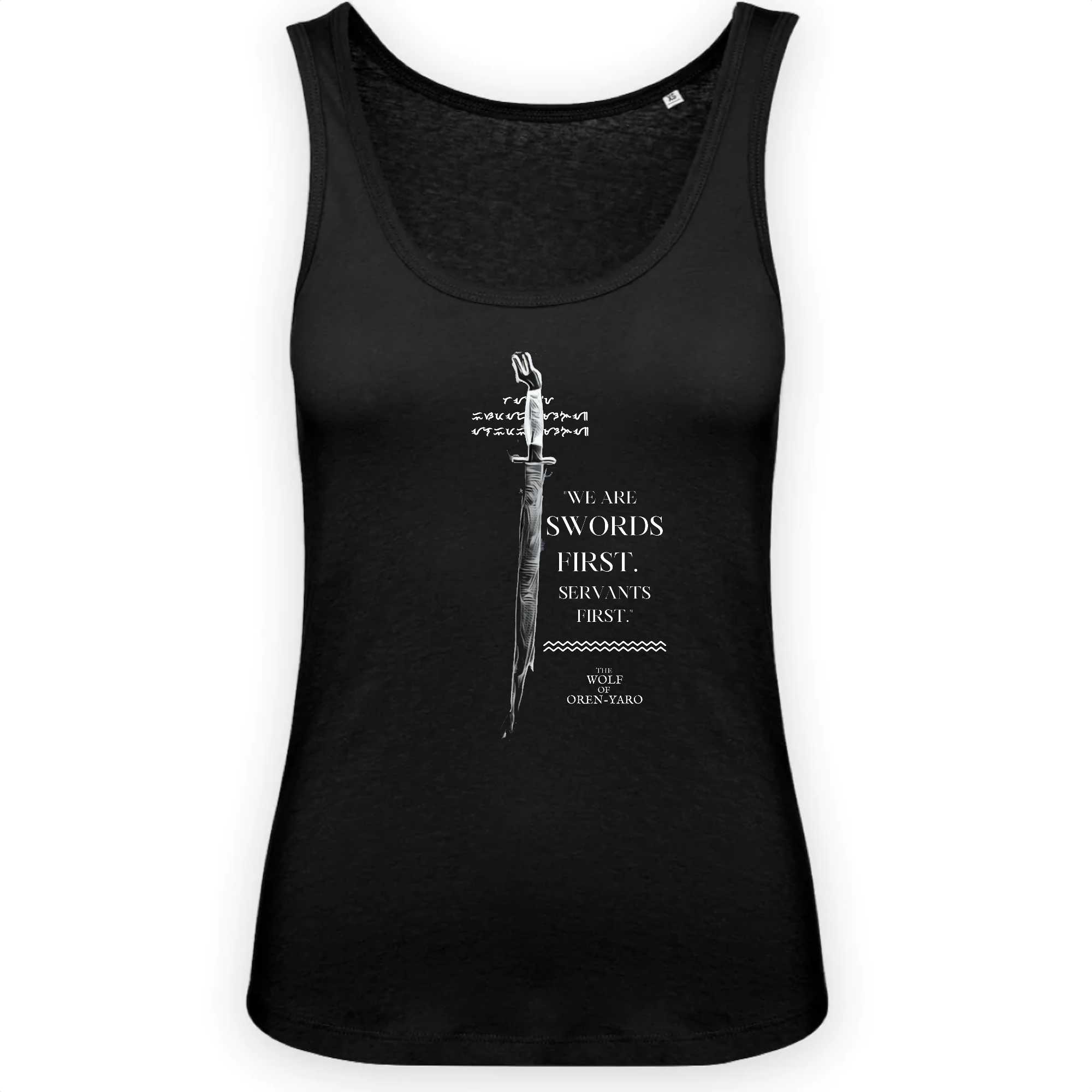 Oren-yaro Sword Quote - Women Black Tank Top 100% organic cotton