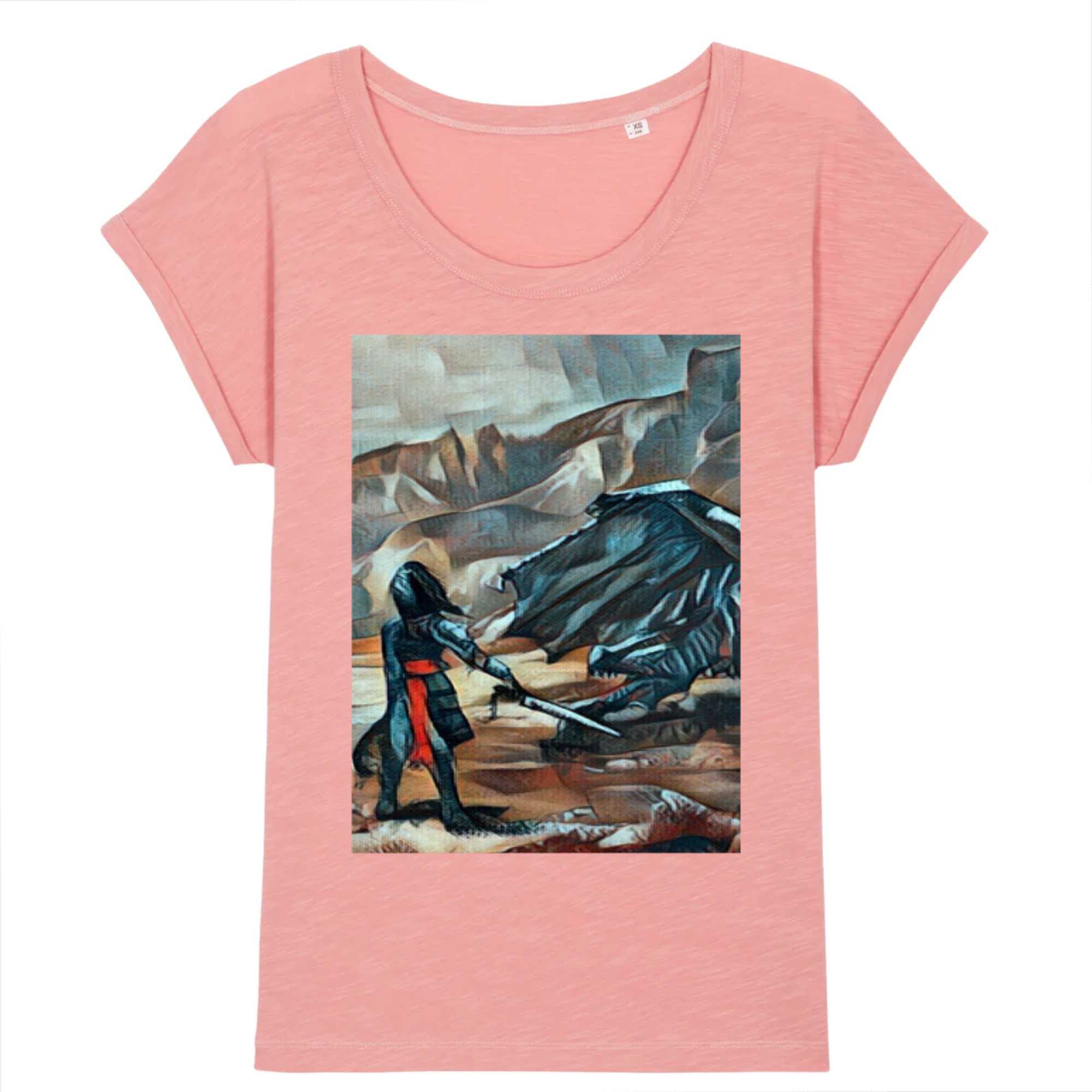 The Warrior Mosaic Full - Women Slub T-shirt Rolled Sleeve
