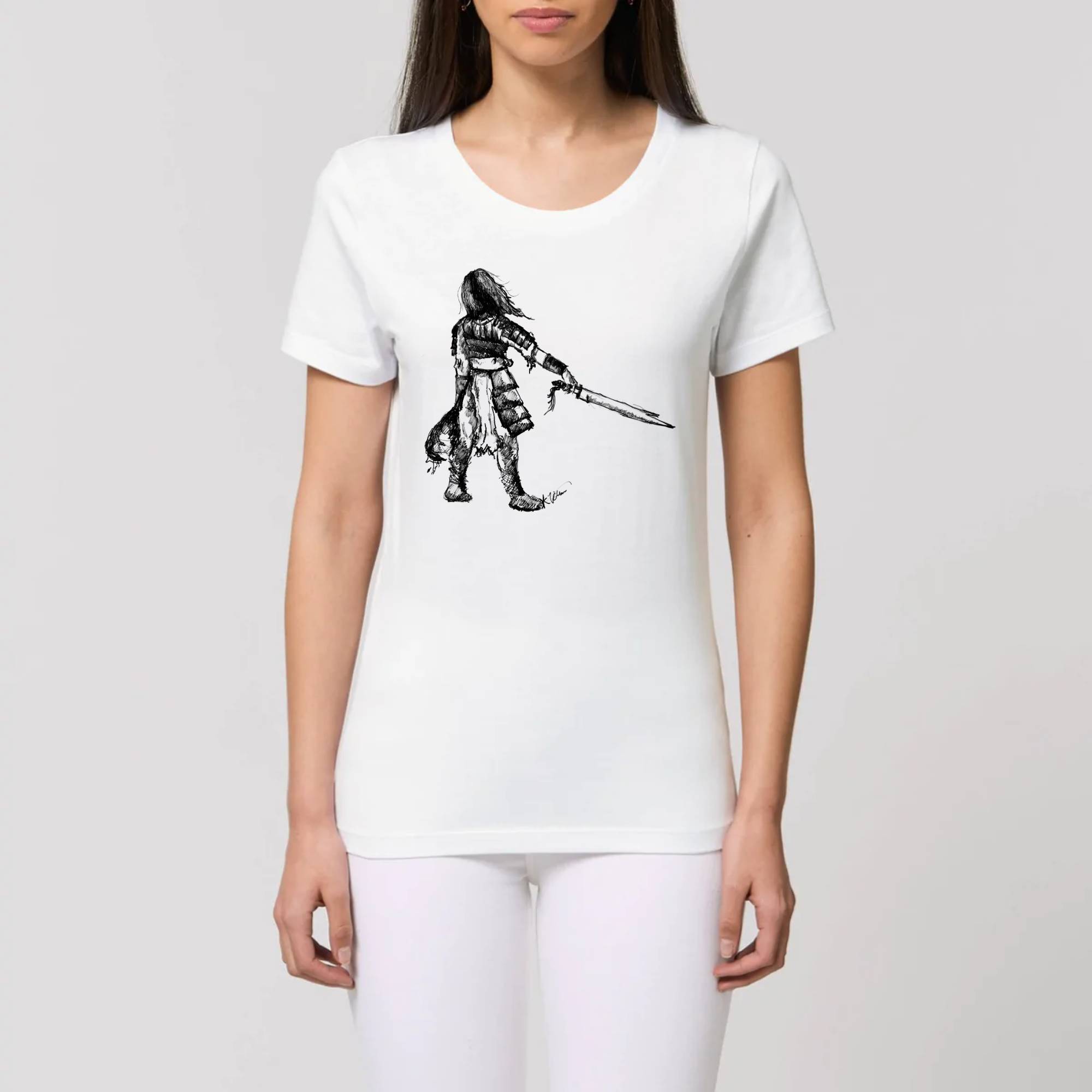 Woman with a Sword Sketch - Women T-shirt - 100% organic cotton
