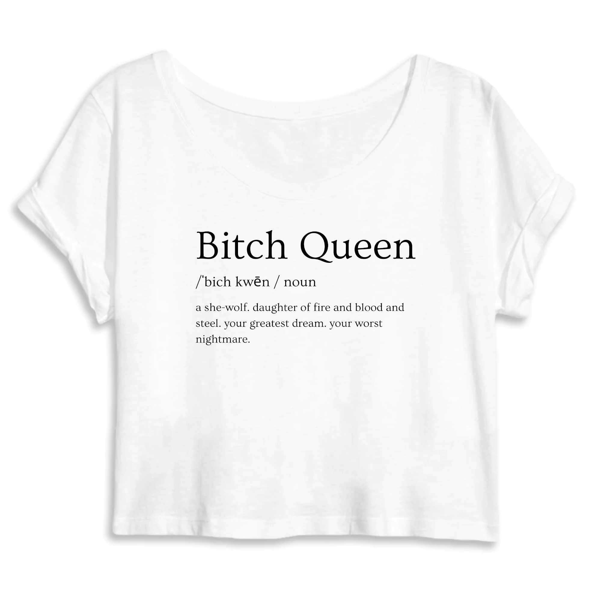 Bitch Queen Dictionary Entry - Women Organic Crop Top - Mantis