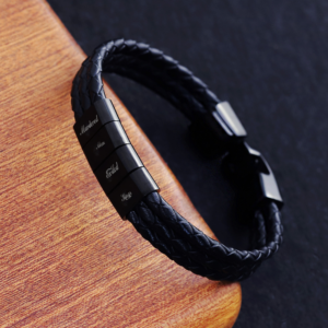Murdered Men. Exiled Kings. Weaved Black Bracelet with Black Stainless Steel.