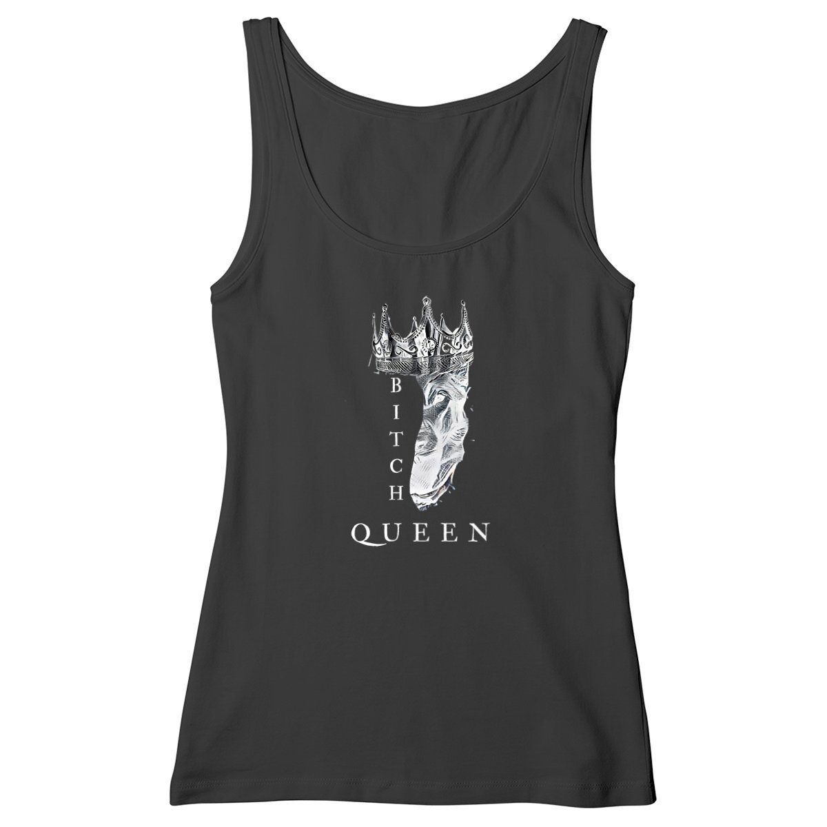 Bitch Queen Crown (White) - Women Tank Top 100% Organic Cotton