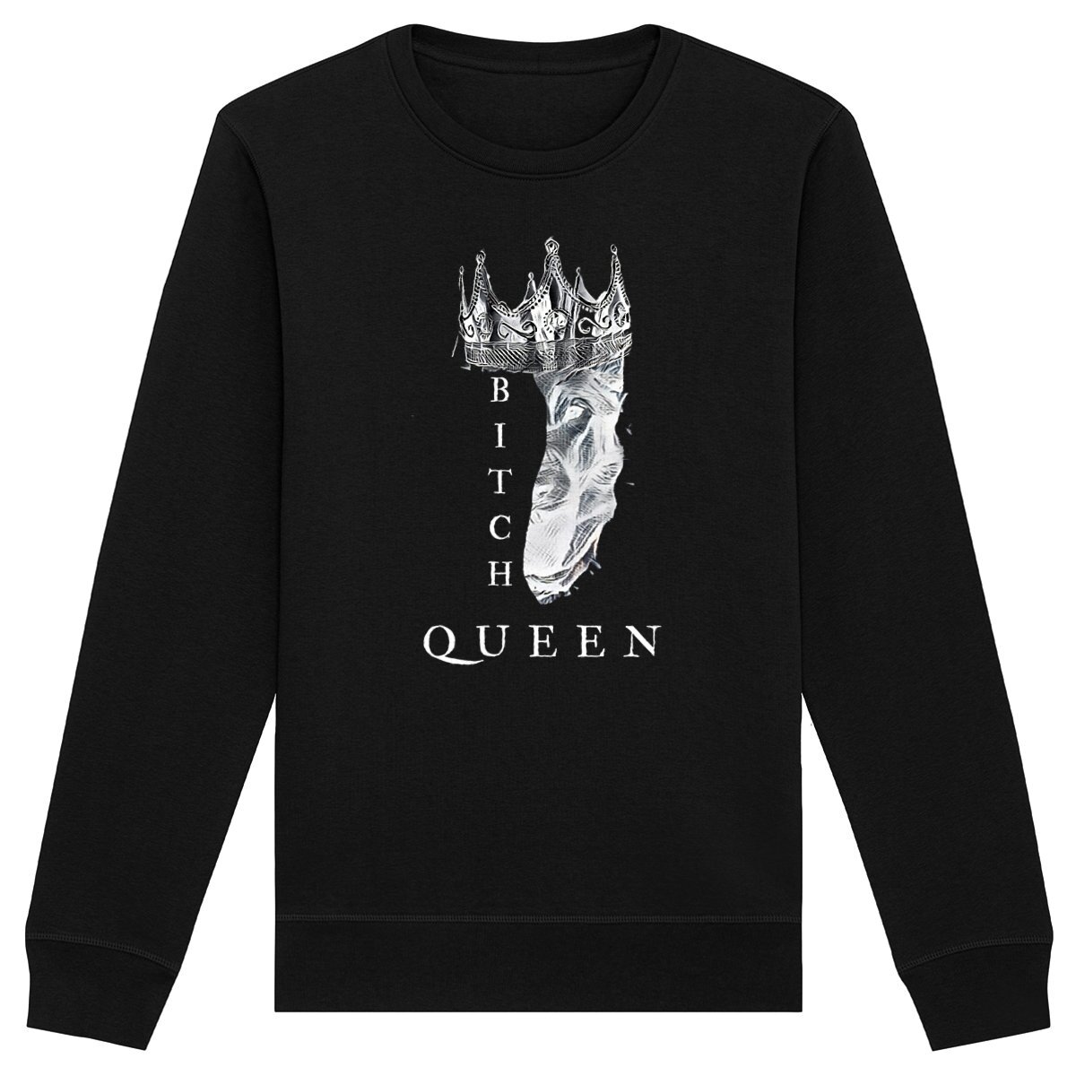 Bitch Queen Crown (White) Premium Unisex Organic Sweatshirt